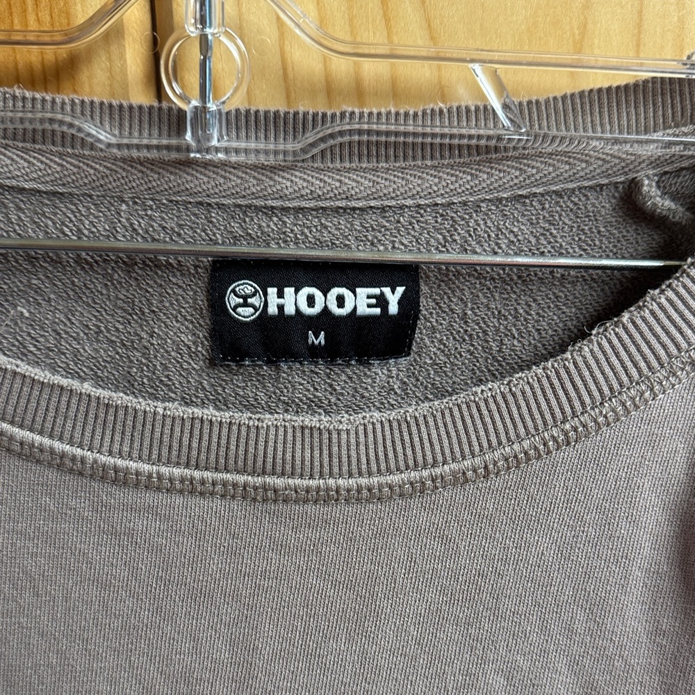 Hooey Taupe Crewneck Sweatshirt with Colorblock Sleeve Accents - Picture 2 of 9